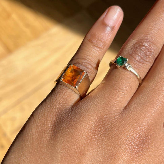 Citrine Signet Pinky Ring